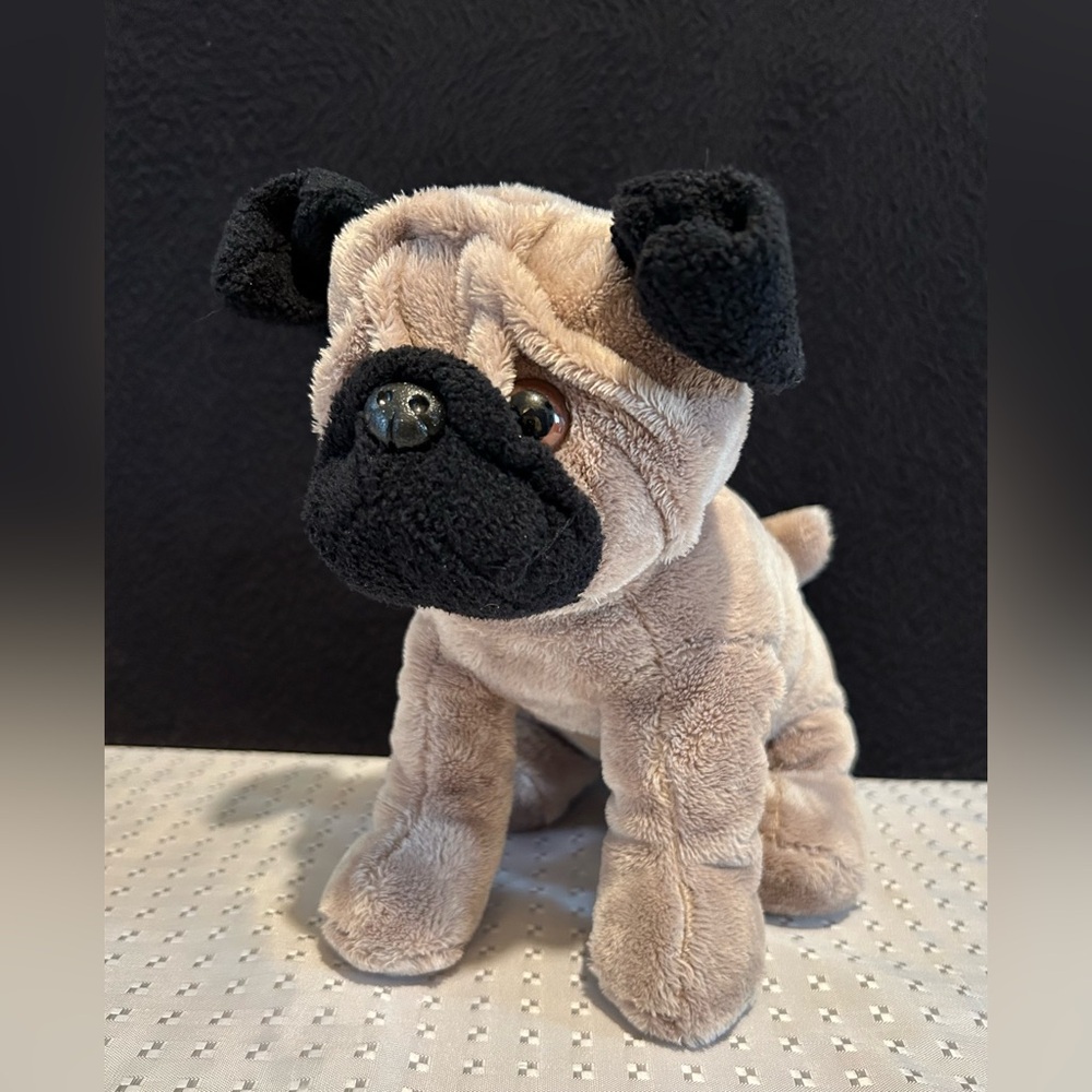 People Pals Pug Dog Plush Stuffed Animal 10 Inches Brown